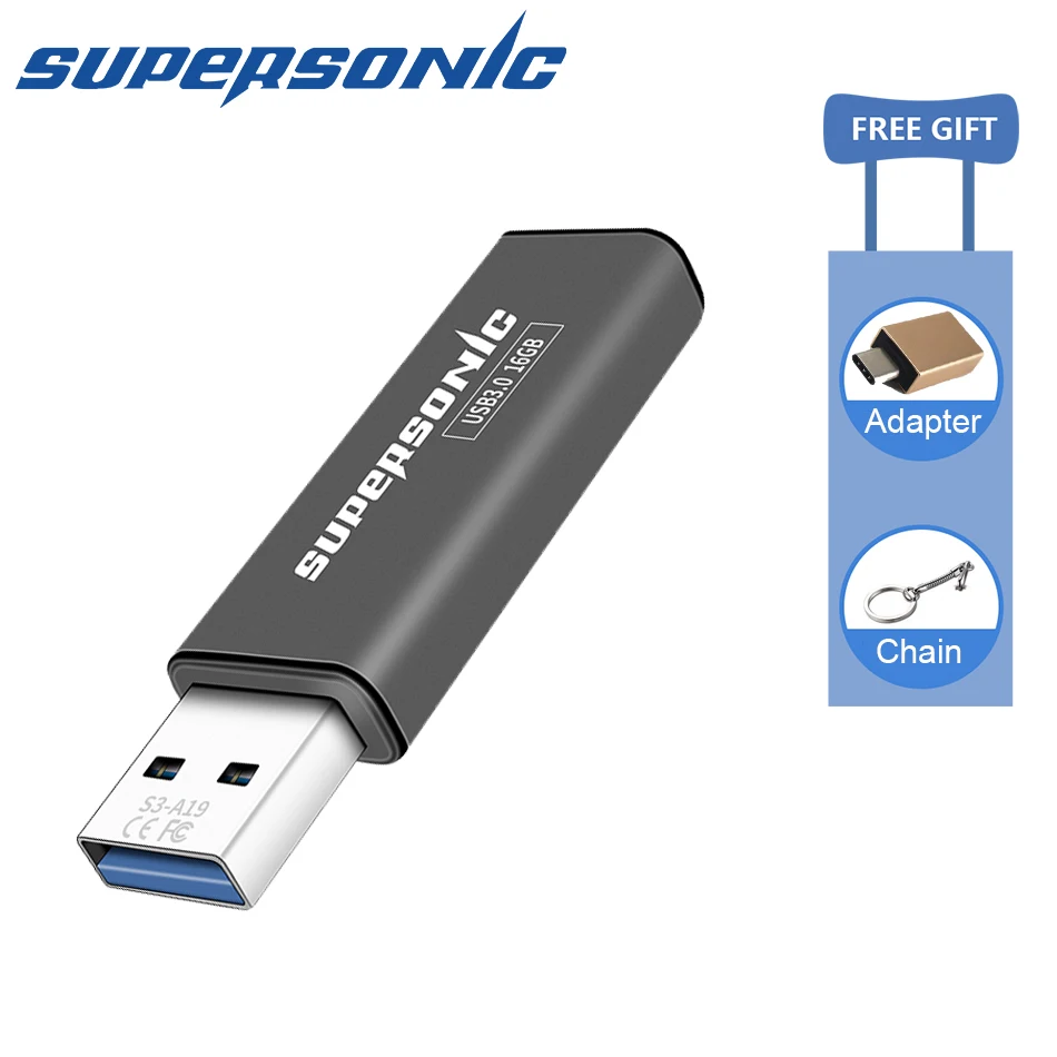 

Supersonic S3 USB 3.0 Metal High Speed USB Flash Drive 16GB 32GB 64GB 128GB Pendrive Pen memory Sticks with cap for laptp car TV