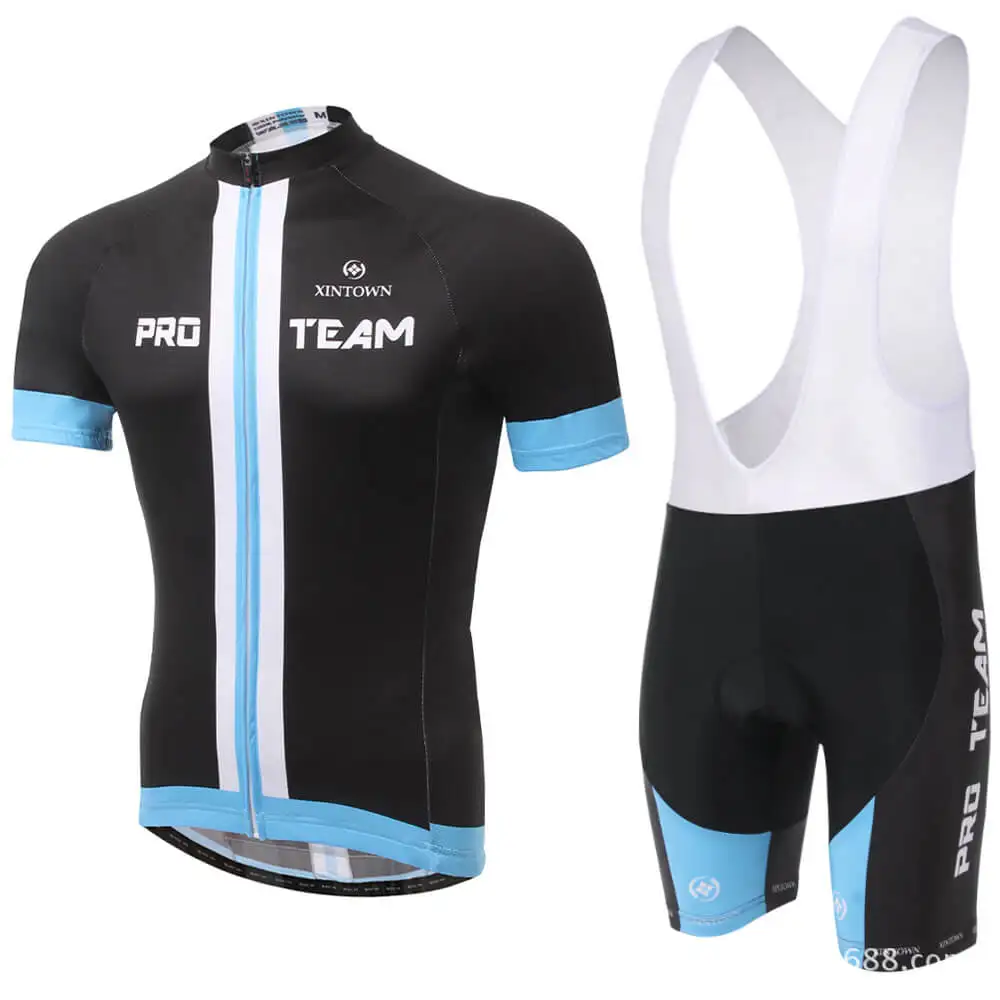 

XINTOWN Breathable Polyester Cycling Jersey Bib Shorts Set Short Sleeve Cycling Running Summer Team Jersey Set Quick-drying
