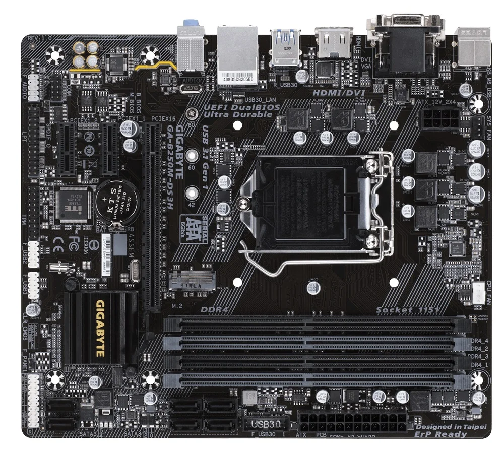 

Gigabyte GA-B250M-DS3H Desktop Motherboard B250M-DS3H B250 Socket LGA 1151 Core i7 DDR4 64G Micro ATX Original Used Mainboard