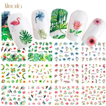 

12pcs/set 3D Flowers Nail Stickers Flamingo Leaf Nail Art Tips Full Cover Waterproof Nail Warp Decals Manicure Salon Beauty Tool