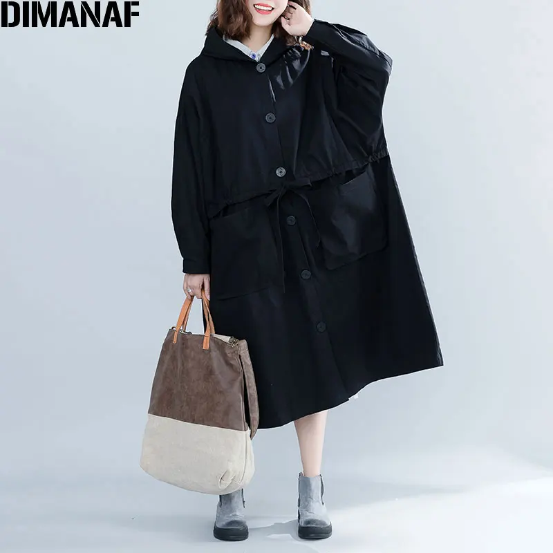 

DIMANAF 2019 Women Jackets Coats Plus Size Autumn Button Thin Big Size Cardigan Female Clothes Loose Oversized Black Outerwear