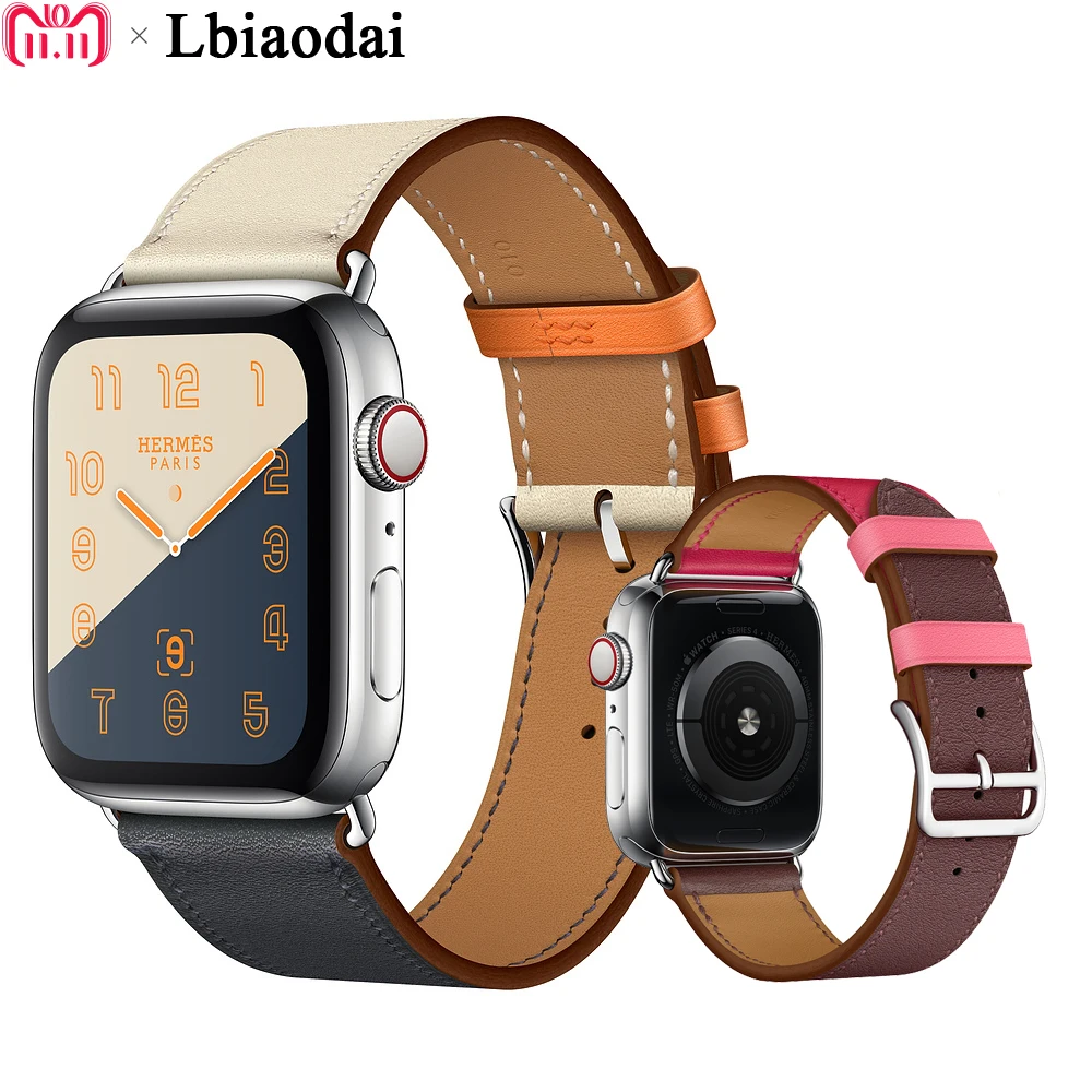 

EIMO Leather watcband for Apple watch series 4 44mm 40mm single tour Band Wrist Strap pin buckle Colck bracelet iwatch series 4