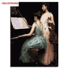 HELLOYOUNG DIY Ручная роспись маслом элегантность художественная цифровая живопись по номерам Масляные картины китайские картины-свитки