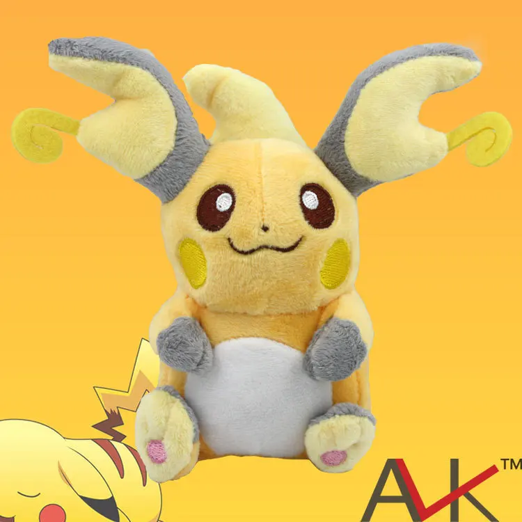 

Free Shipping 10pcs/lot Japanese Anime Cartoon Pokemon Raichu Plush Toy 6"15CM Pocket Monster Stuffed Animals Plush Doll