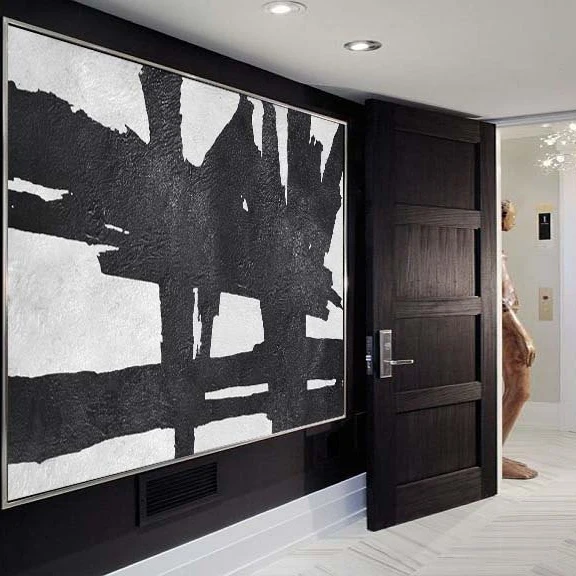 Us 44 1 30 Off Hand Painted Extra Large Abstract Painting Horizontal Acrylic Wall Art Black White Original In Us 44 1 30 Off Hand Painted Extra Large Abstract Painting Horizontal Acrylic Wall Art Black White Original In
