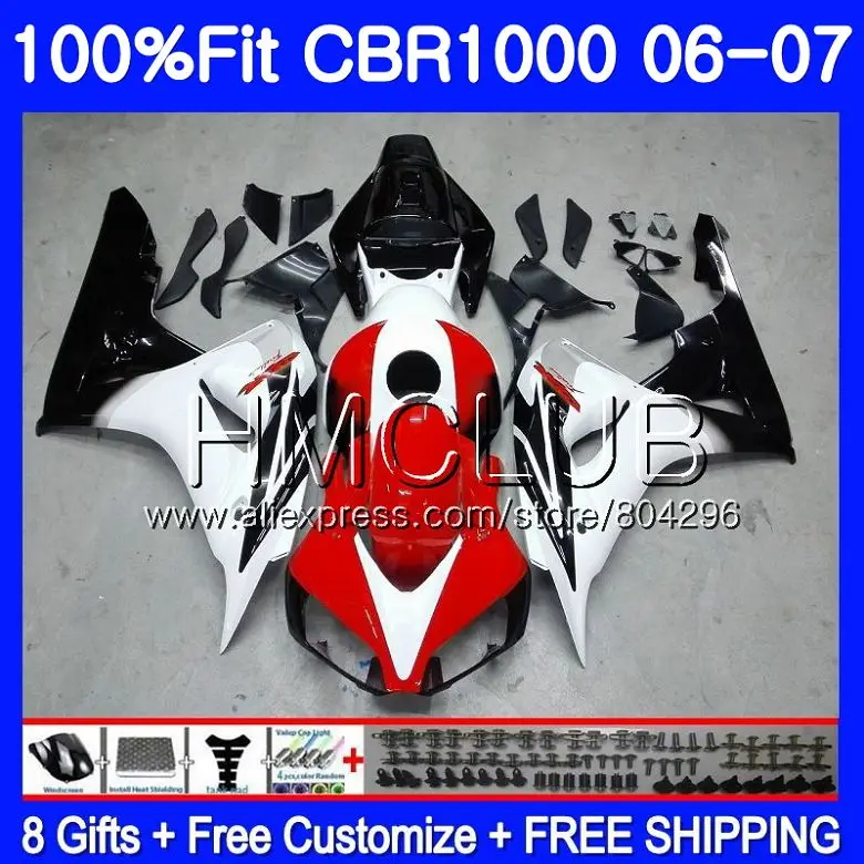 

Injection Body Red white top For HONDA CBR 1000 RR 06 07 CBR 1000RR 71HM.13 CBR1000RR 06 07 CBR1000 RR 2006 2007 OEM Fairing kit
