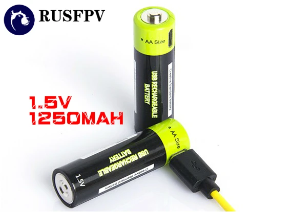 2 шт ZNTER 1,5 V 1250 MAH USB Перезаряжаемый AA LI-PO Аккумулятор для RC FPV Racing dronetransment