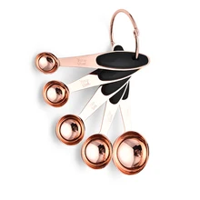 Rose Gold Measuring Cup Stainless Steel Plated Copper Kitchen Accessories Baking Bartending Measuring Spoon Cooking Tools Set