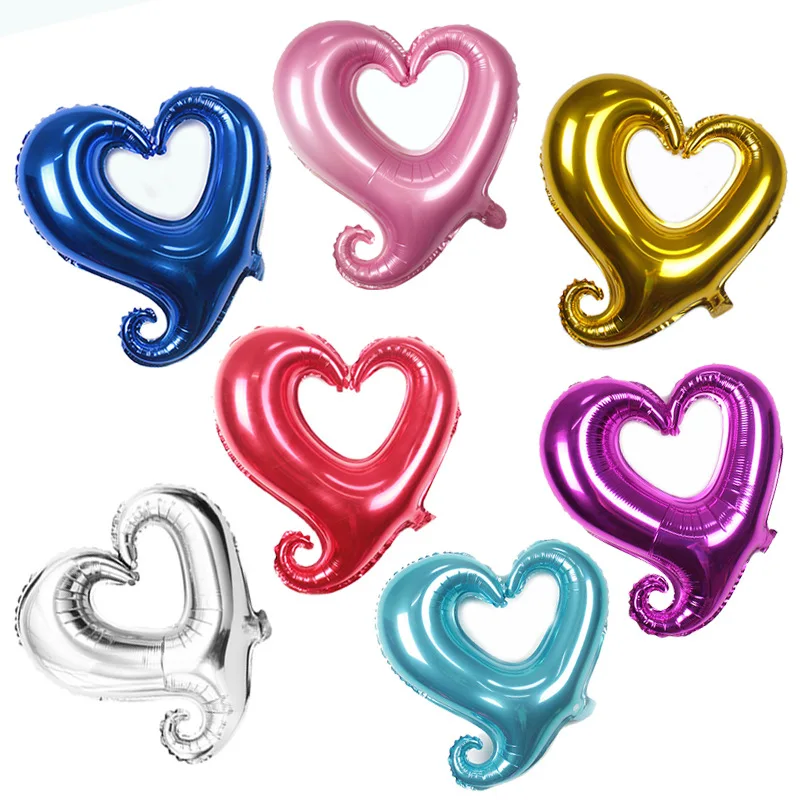 

1 PC's big hook heart aluminum foil balloon inflatable balloon wedding decoration mariage casamento birthday party supplies