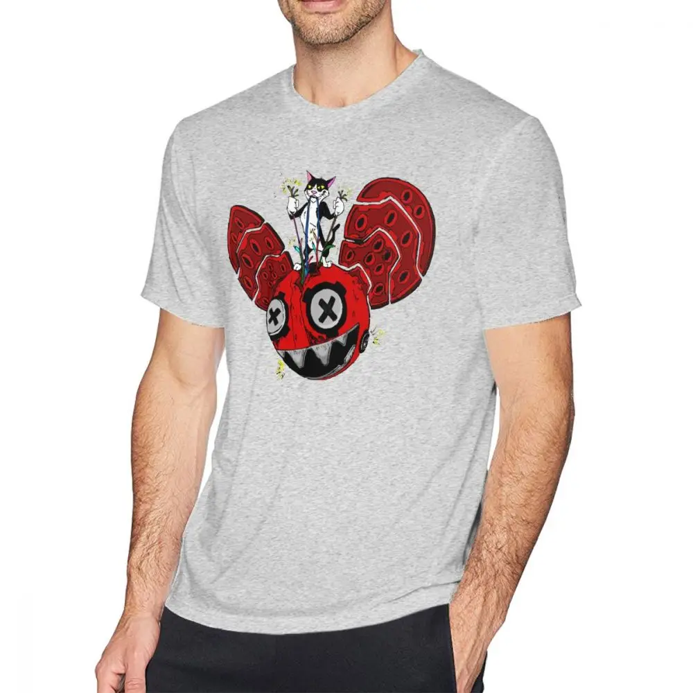 Deadmau5 футболка, футболка с разрушением, летняя футболка плюс размера, 100 хлопок, мужская Милая футболка с коротким рукавом и графикой - Цвет: Gray