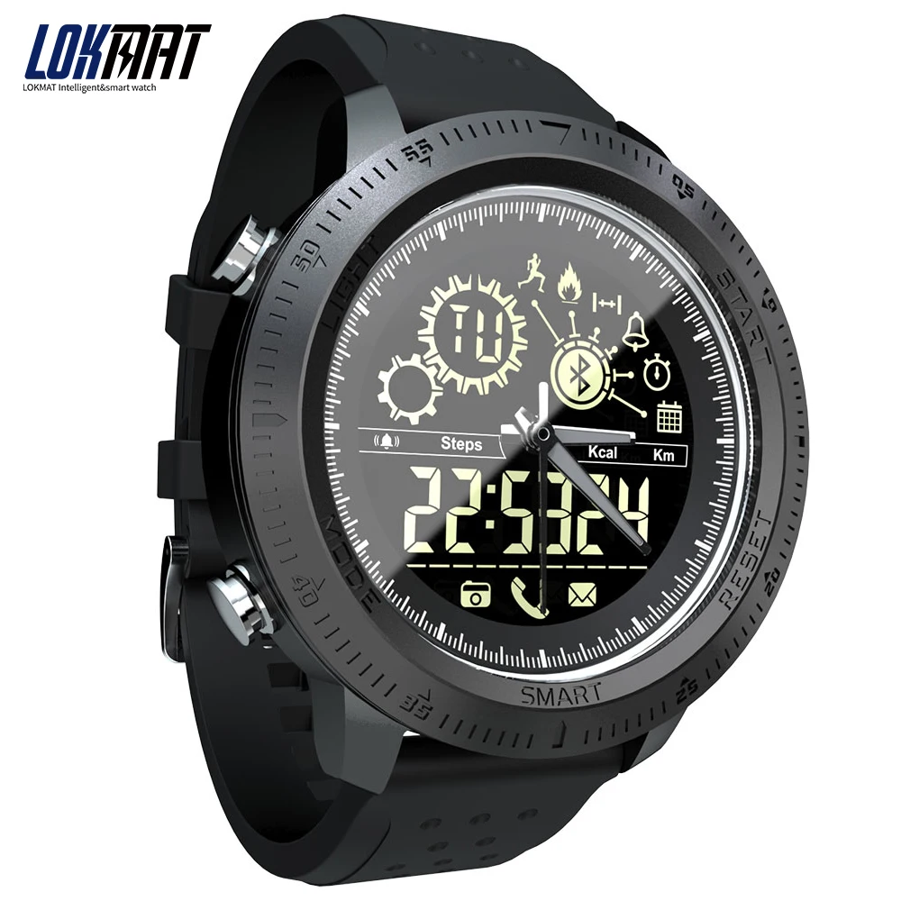 LOKMAT Bluetooth Smart Watch Men Outdoor Sport Pedometer Digital Clock Waterproof IP68 Smartwatch For IOS Android Phone 