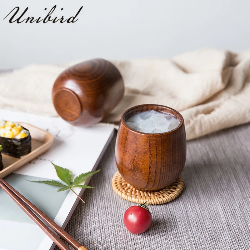 

Unibird 1Pc Handmade Wooden Beer Tea Mug Janpenese Style Natural Wood Coffee Milk Water Cup Home Bar Accessories Winebowl