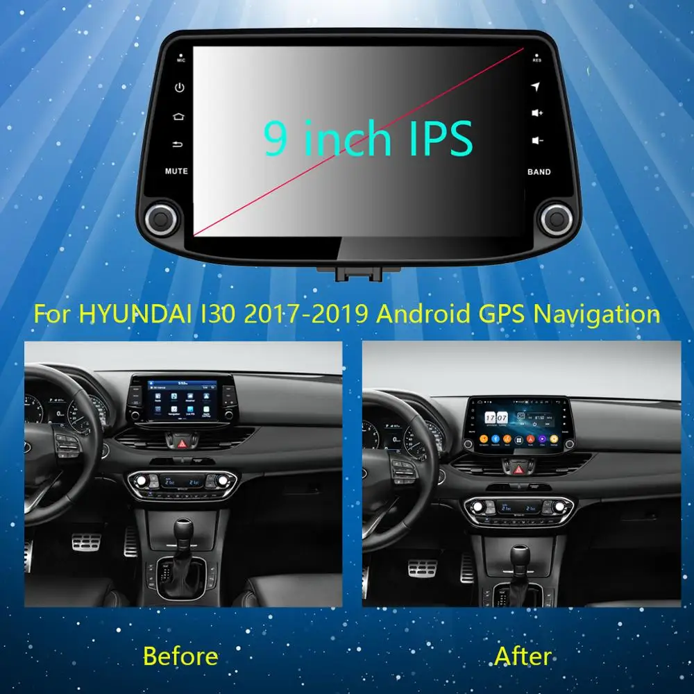 Best 9"IPS 8Core 4GB+64GB Android 9.0 Car Multimedia Player For Hyundai i30 2017 2018 2019 GPS Navigation Radio DSP CarPlay Parrot BT 2