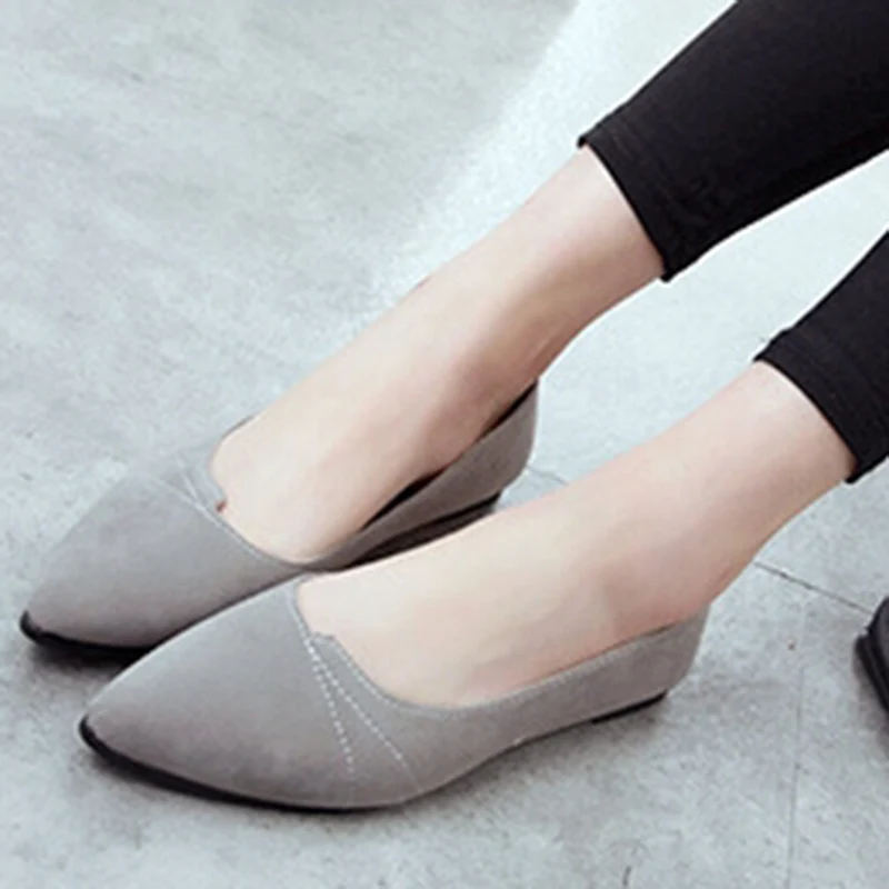 

2019 Women Shoes Flock Ballet Flats Female Spring Shoes For Work Cloth Flats Sweet Loafers Slip On Women's Flat Shoes