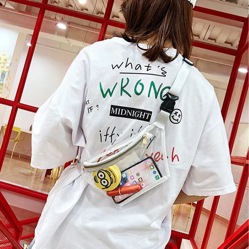 

Fashion New Transparent Waist Bags Lady's Chest Bags Beach Crystal Belt Bags Women Casual Pvc Clear Fanny Packs Shoulder Bags