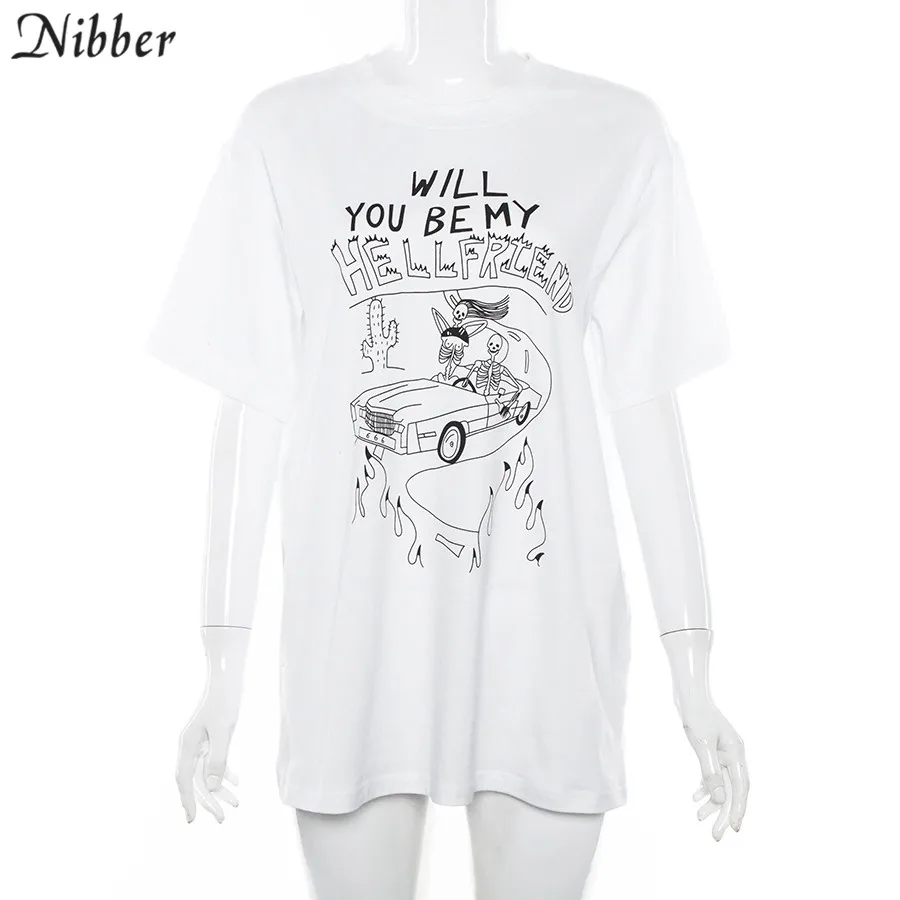 Nibber, летний хип-хоп Свободный Топ с коротким рукавом, женская футболка, белая хлопковая футболка, базовая Повседневная футболка, женская уличная одежда, топы, mujer