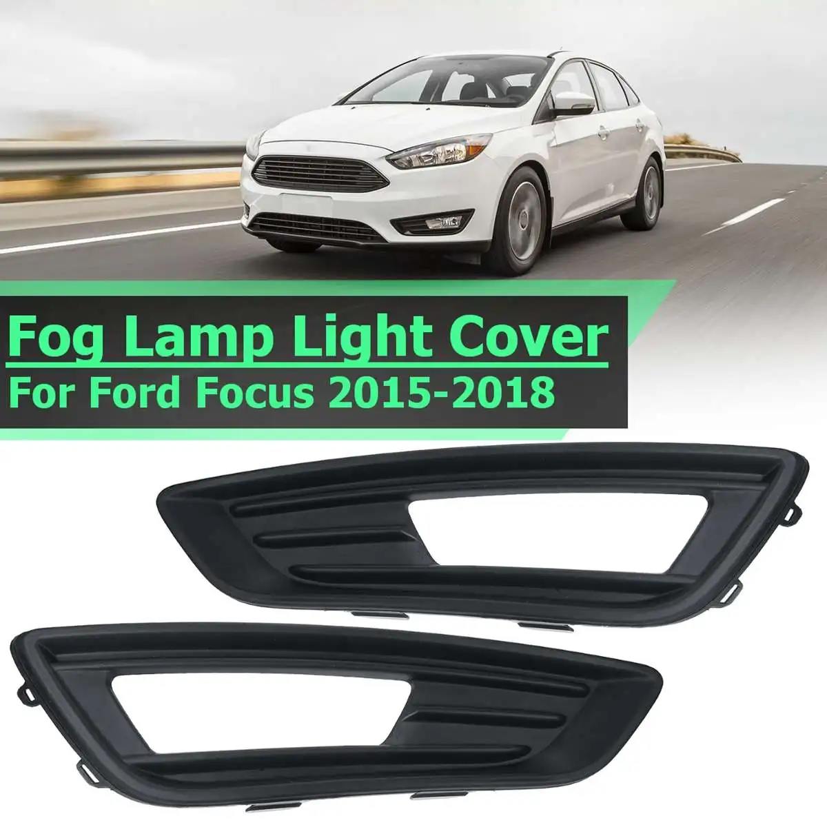 Для Ford Focus 1 комплект 12V H8 автомобильные передние противотуманные фары светильник лампы и крышка комплект для Ford DRL Вождения LED светильник рама украшения - Цвет: 2Pcs Fog Light Cover