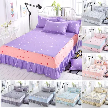 

1 PC Fashion Printing Bed Sheet Ployester Single Double Bed Skirt Mattress Cover Petticoat Twin Full Queen Bed Skirts Bedspread