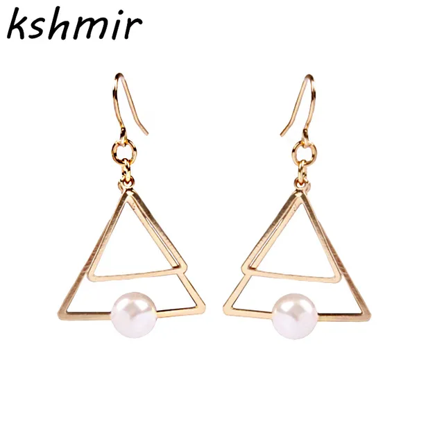 Europe And The United States A Minimalist Double Triangle Multiple Europe And The United States A Minimalist Double Triangle Multiple Pearl Stud Earrings Ear Clip Female