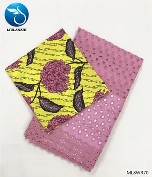 

BEAUTIFICAL African Lace Style Sewing Fabric Ankara Prints 3 yards Fabric + Voile Lace 2.5 yards African New Lace ML8WR70