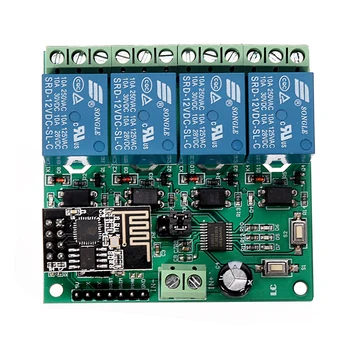 

DC12V ESP8266 Four Channel Wifi Relay IOT Smart Home Phone APP Remote Control Switch