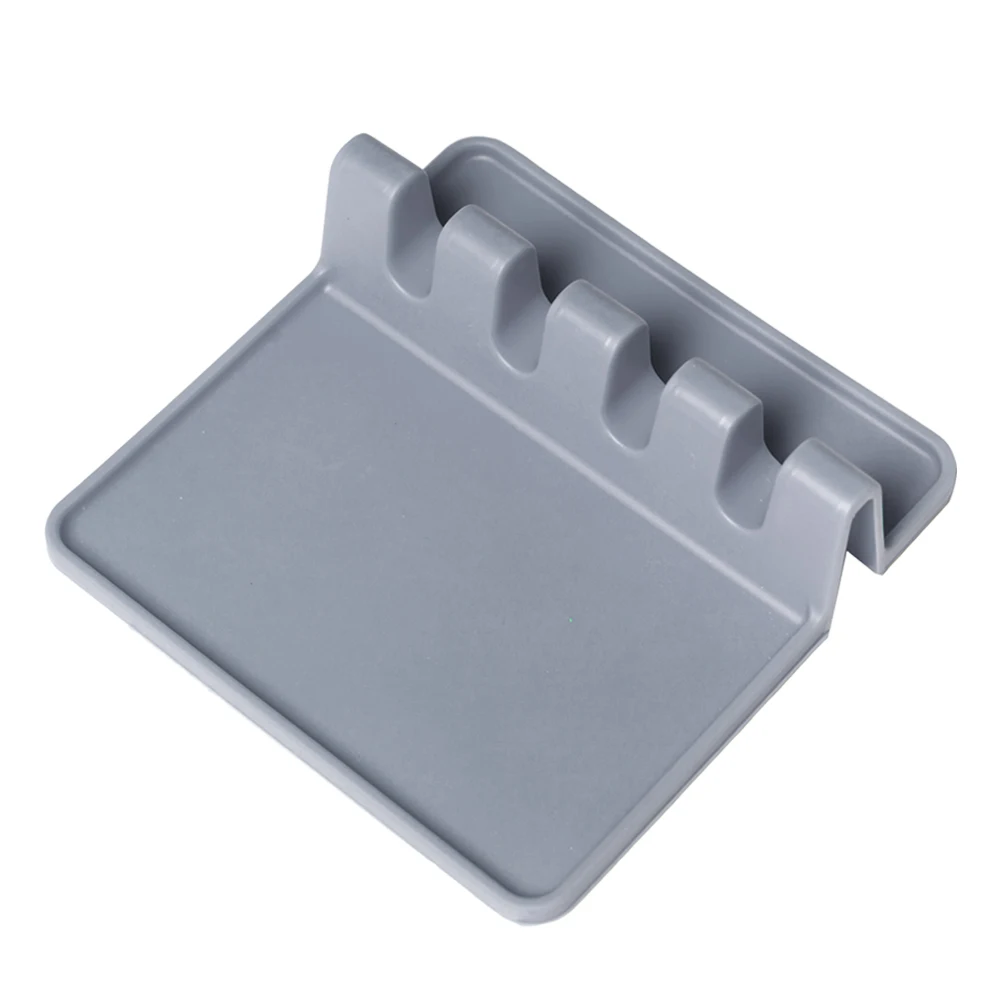 Силиконовая подставка для ложки держатель для суповой ложки Подставка для ложки печное устройство инструмент кухонная полка для посуды кухонные принадлежности для хранения - Цвет: Gray