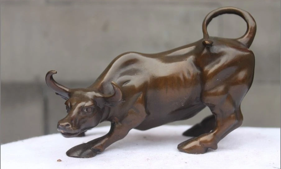 

China Pure Bronze Copper Fengshui Zodiac Wealth Bull Ox Palace Decor Statue a 0518