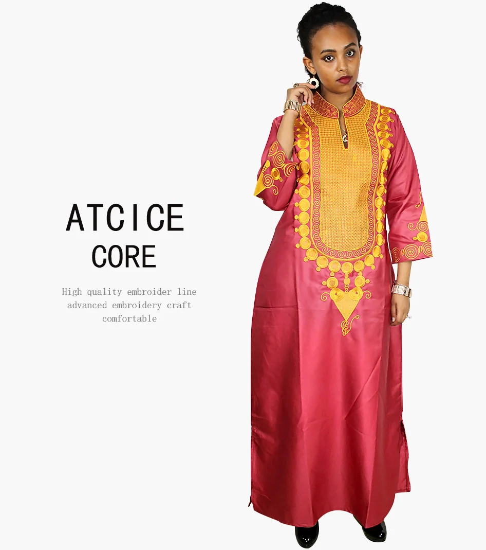 African Dress For Woman Soft Mateial Big Embroidery Design Long Dress Without Scarf african suit