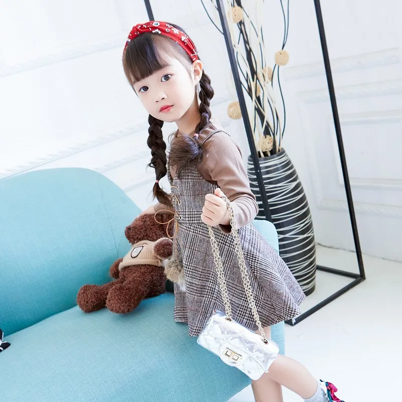 

3Pcs/Set Autumn Baby Girls Long Sleeve Cotton T-shirt Blouse +Strap Plaid Print Skirts With Ball Design Casual Outfits Se