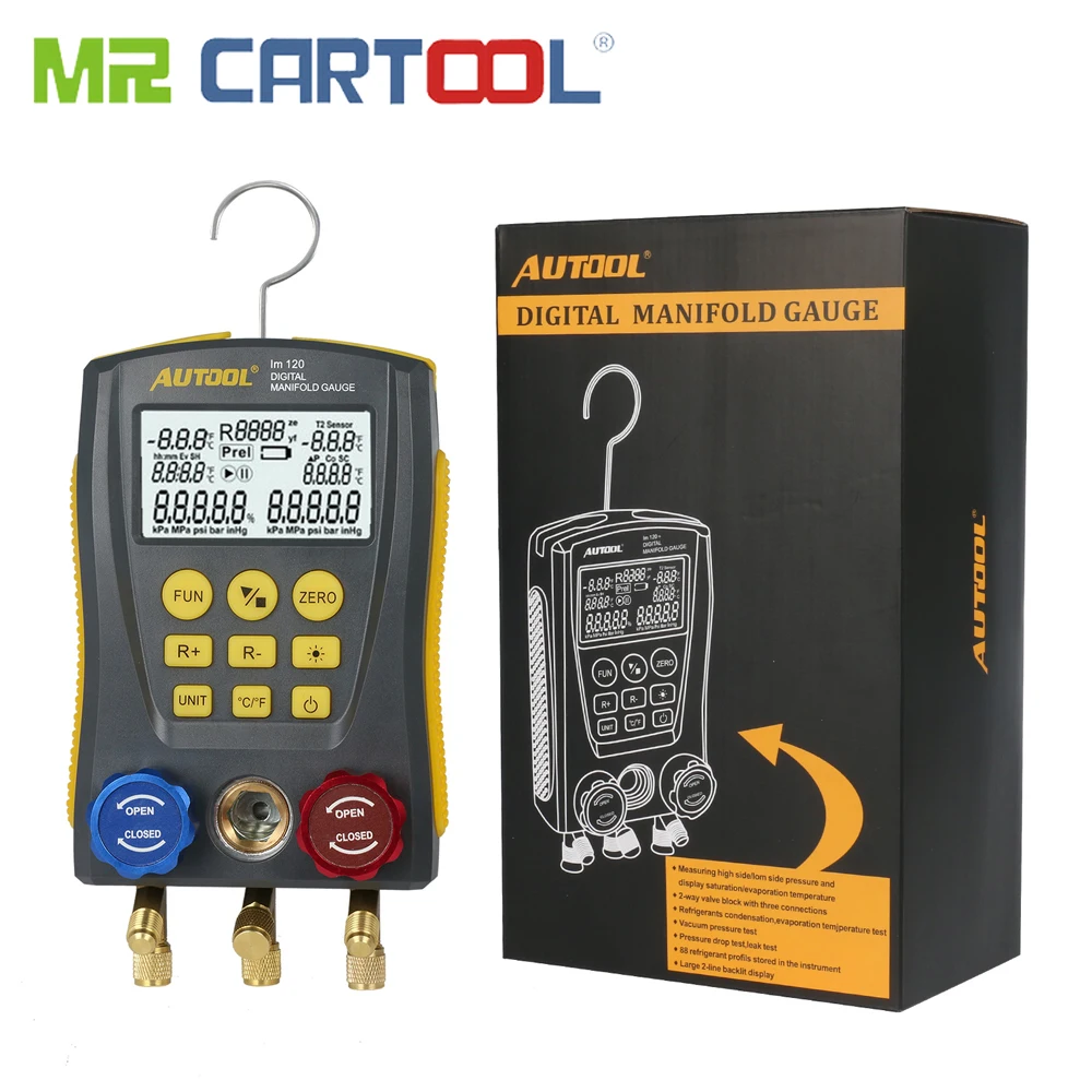 

Mr Cartool HVAC Vacuum Pressure Temperature Tester Leakage Test Refrigeration Tools Digital Manifold Gauge Meter (no clip)