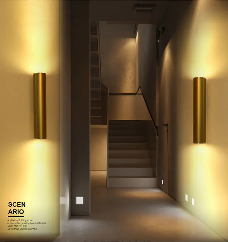 Northern Europe Wall Light Gold Tube Design Wall Lights LED Creative Gold Wall Lamp Loft Bedroom Corridor Bar Coffee Shop Light (5)