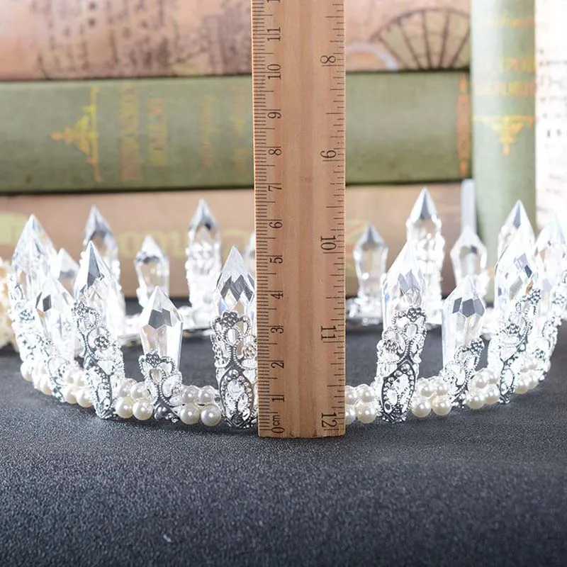 Королевская Свадебная кристальная корона для женщин из смолы, Кварцевая кристальная тиара русалки, свадебные хрустальные аксессуары для волос