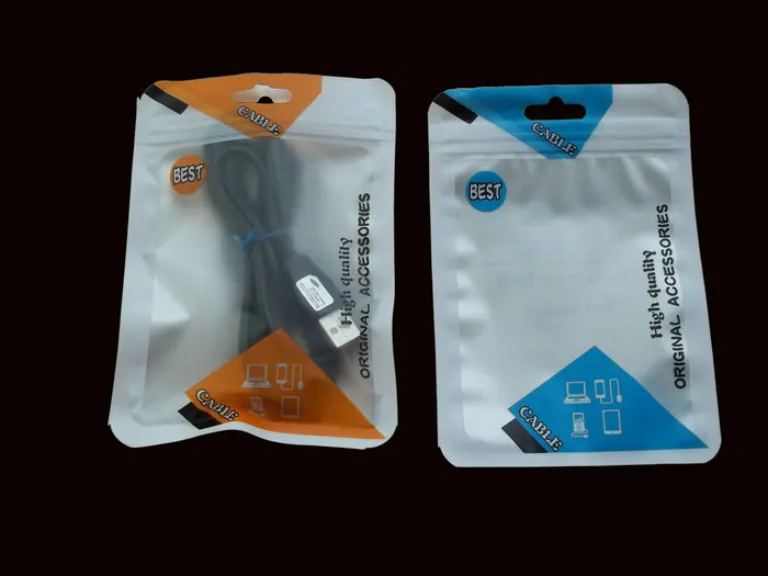 

100pcs/lot 10.5*15cm white Plastic Zipper Retail Packaging bags,for iphone samsung mobile USB cable hang hole Package bag