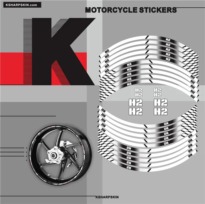 

Motorcycle tyre Stickers inner wheel reflective decoration decals For KAWASAKI H2