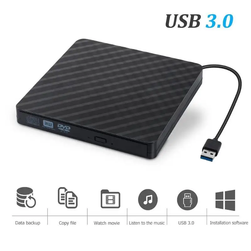 Внешний DVD привод Портативный USB 3,0 CD/DVD +/-RW VCD rom горелка для ноутбука Настольный компьютер оптические диски компьютерные компоненты