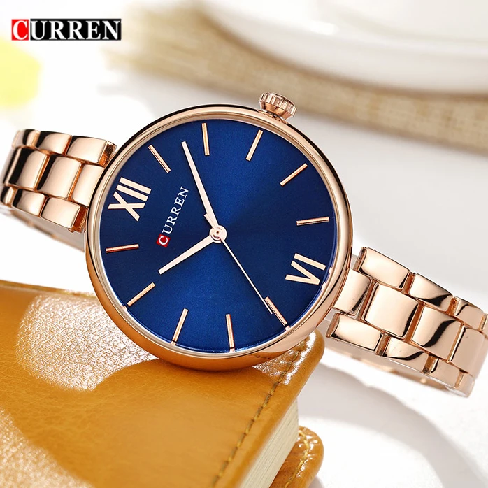 

New Fashion Casual CURREN 9017 Brand Relogio Luxury Women's Casual Watches Waterproof Watch Women Fashion Dress Gold Watch