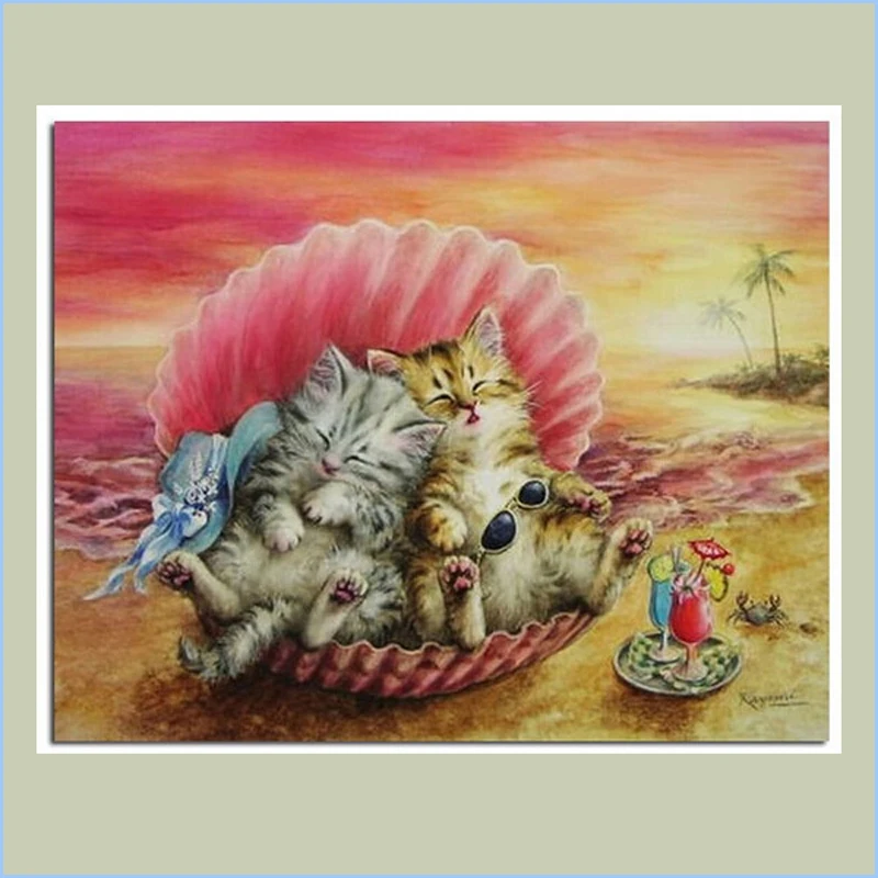 

Diy 3D Diamond Painting Rhinestone Crystal Knitting Needles Embroidery Cross Stitch Kits Diamond Mosaic Needlework Shell Cats