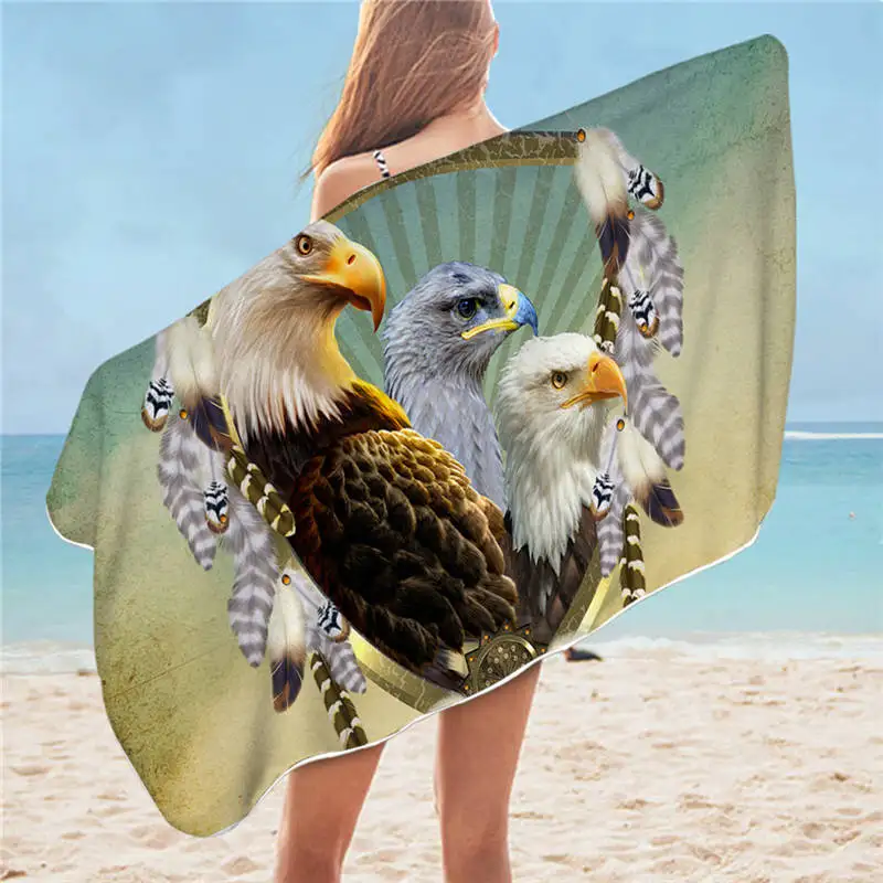 Постельное белье Outlet Орел банное полотенце 3D печатное микрофибра пляжное полотенце для взрослых Ловец снов прямоугольник 75x150 см Американский флаг toalla - Цвет: Eagle2