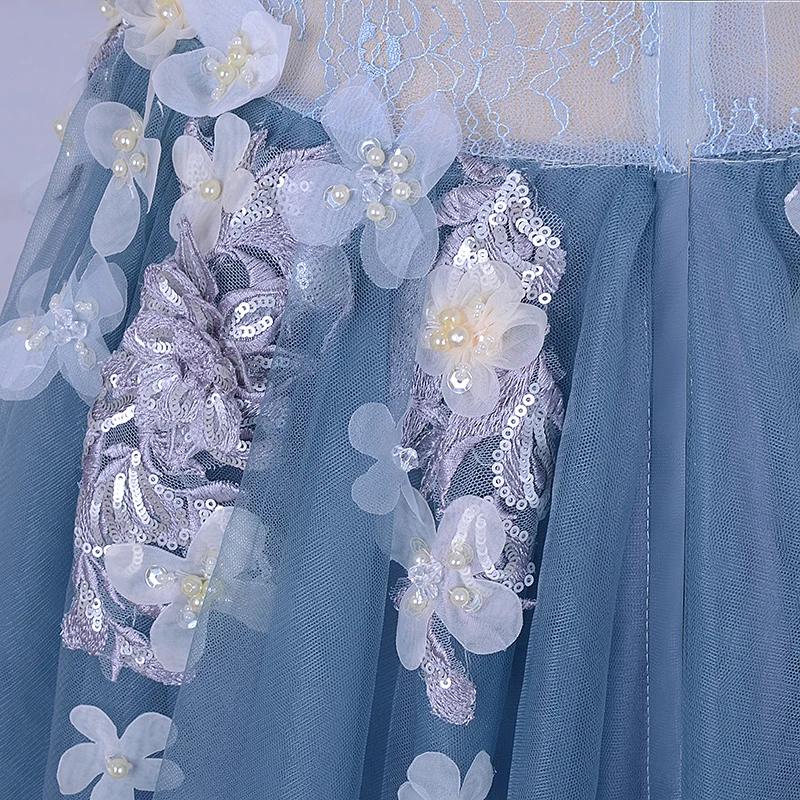 LORIE/вечерние женские платья трапециевидной формы с глубоким декольте, украшенные цветами; синее платье для выпускного вечера на выпускной; vestido de festa;