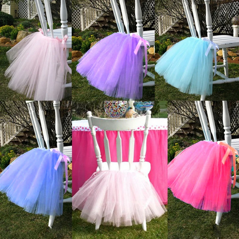 Tutu Tulle Table Skirts Baby Shower Decoration for High Chair Home Textiles Party Supplies Pink Blue Event Party Supplies