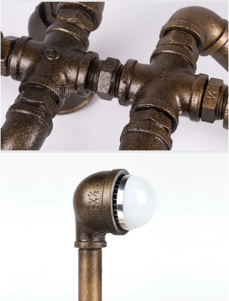 Ретро металлическая настольная лампа свет Novely Dog стиль Античный Железный промышленная водопроводная труба трубка настольная лампа светодиодная лампа