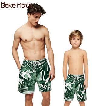 

Family Matching Swimwear Family Look Father Son Swimsuits Beach Shorts 2019 Summer Casual Leaves Print Family Matching Clothes