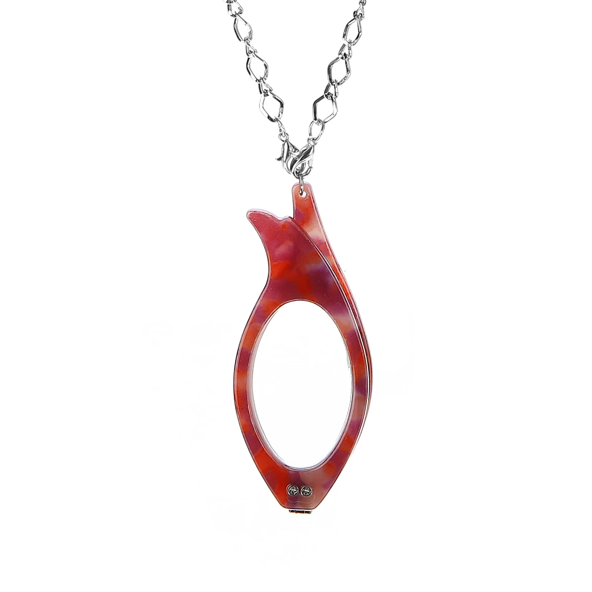 Винтажная Складная цепочка для очков для чтения с подвеской, колье Shellhard, старшее ювелирное украшение в виде лупы, подарок, красочная рамка, ожерелье - Окраска металла: Red