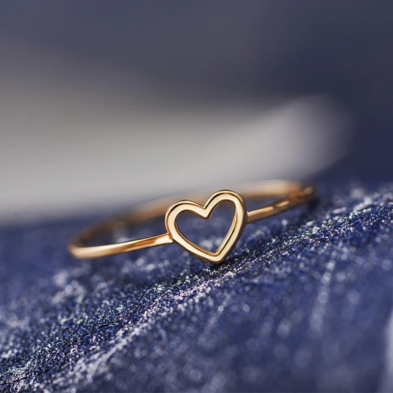 Минималистичное Золотое серебряное тонкое металлическое кольцо с сердечком и надписью love, размеры 6, 7, 8, 9, 10, кольца для женщин, подарок для нее, штабелируемые ювелирные изделия на палец