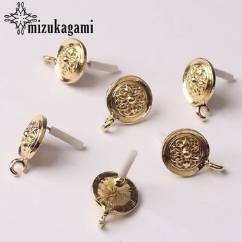 

Zinc Alloy Golden Round Sun Flowers Base Earrings Connector Charms 13mm 6pcs/lot For DIY Fashion Earrings Making Accessories