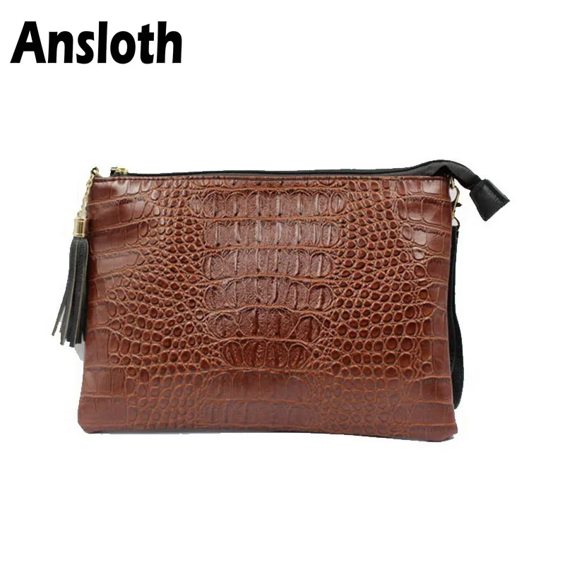 

Ansloth Fashion Tassel Women Day Clutches Classic Crocodile Pattern PU Leather Shoulder Bags Womens Simple Crossbody Bag HPS204