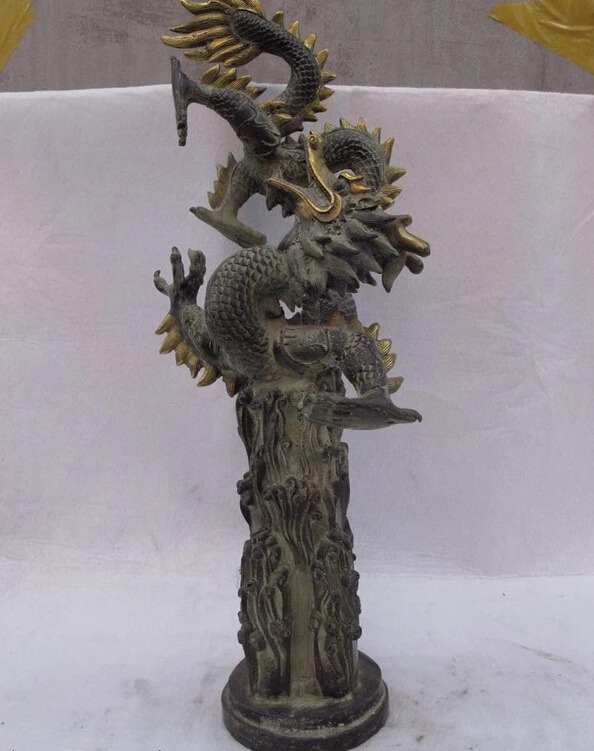 

USPS to USA S3542 China Folk classical Copper Bronze Feng Shui Lucky Auspicious Dragon Art Statue B0401