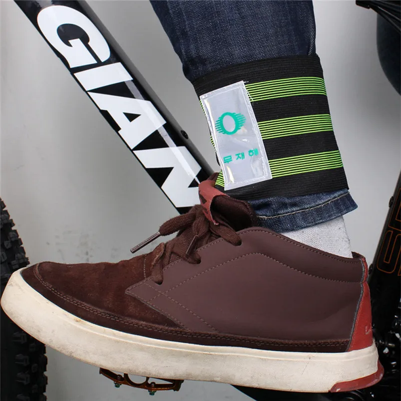 1 Pair Running Bicycle Reflective Strip Safety Pants Leg Strap Belt Easy Tie Night Warning Fixed Trousers #4A30  (7)