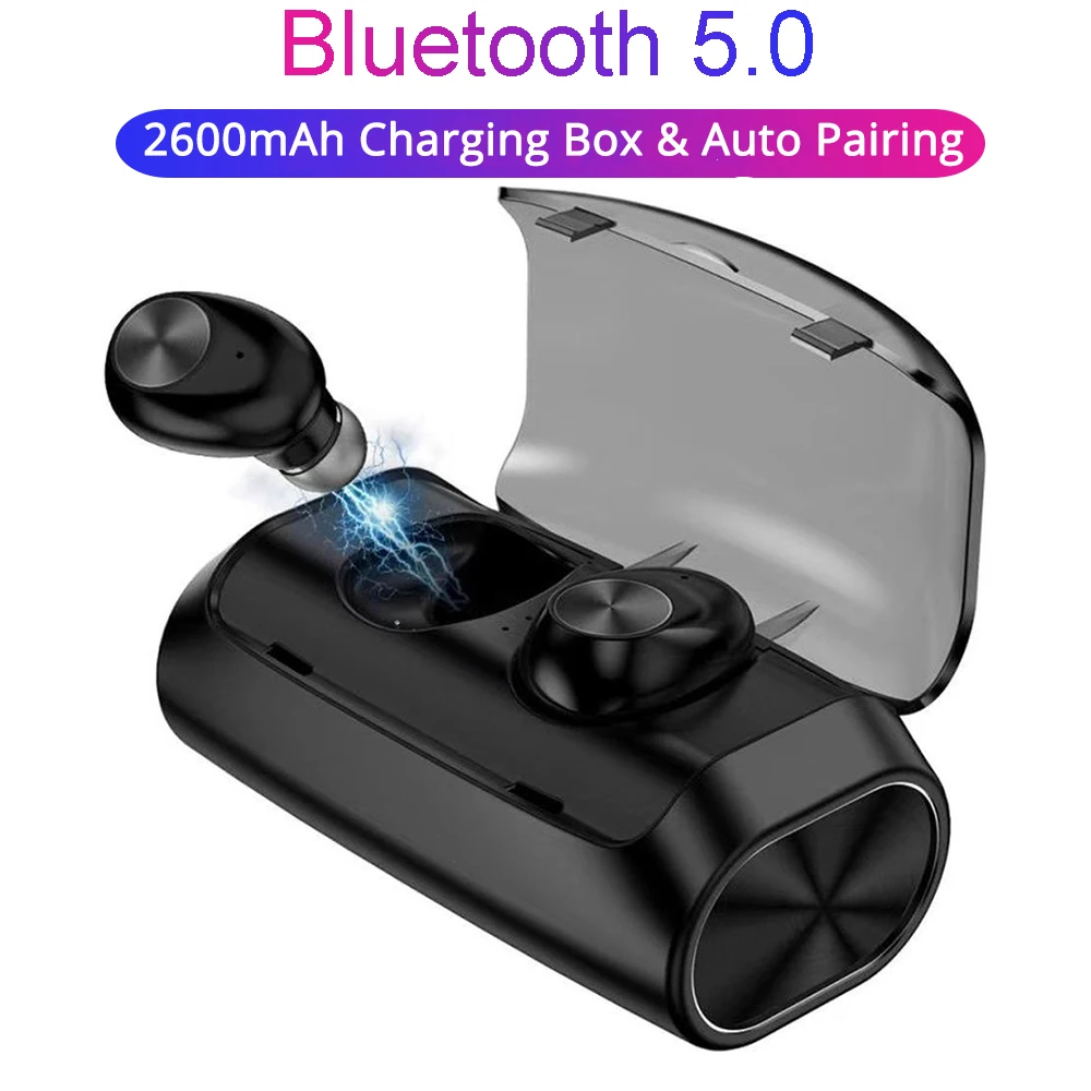 

V6 TWS Bluetooth 5.0 Earbuds Auto Pairing Wireless Earphones Noise Reduction Sports Headset 2600mAh Box Support Phones Charging