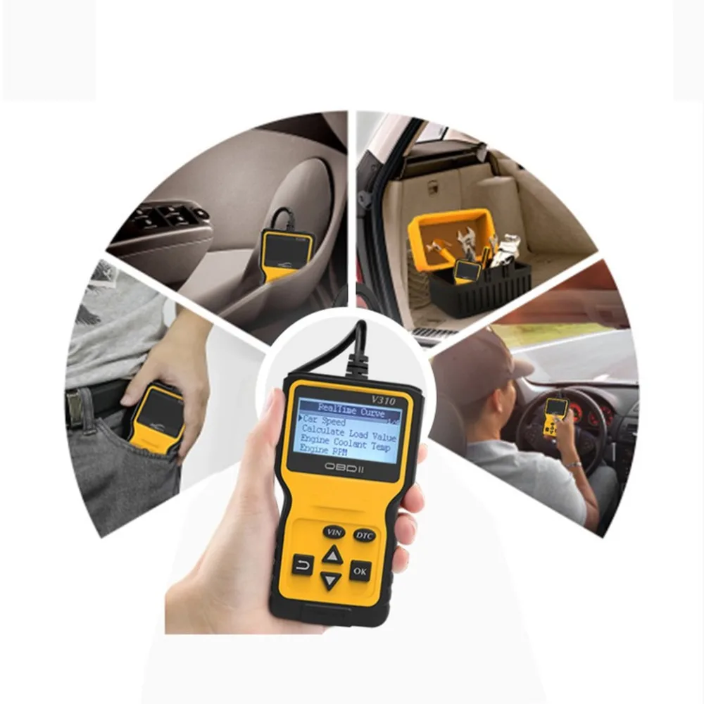 V310 OBDII Автомобильный диагностический сканер инструмент может OBD2 сканер для считывания штрих-кода V1.1